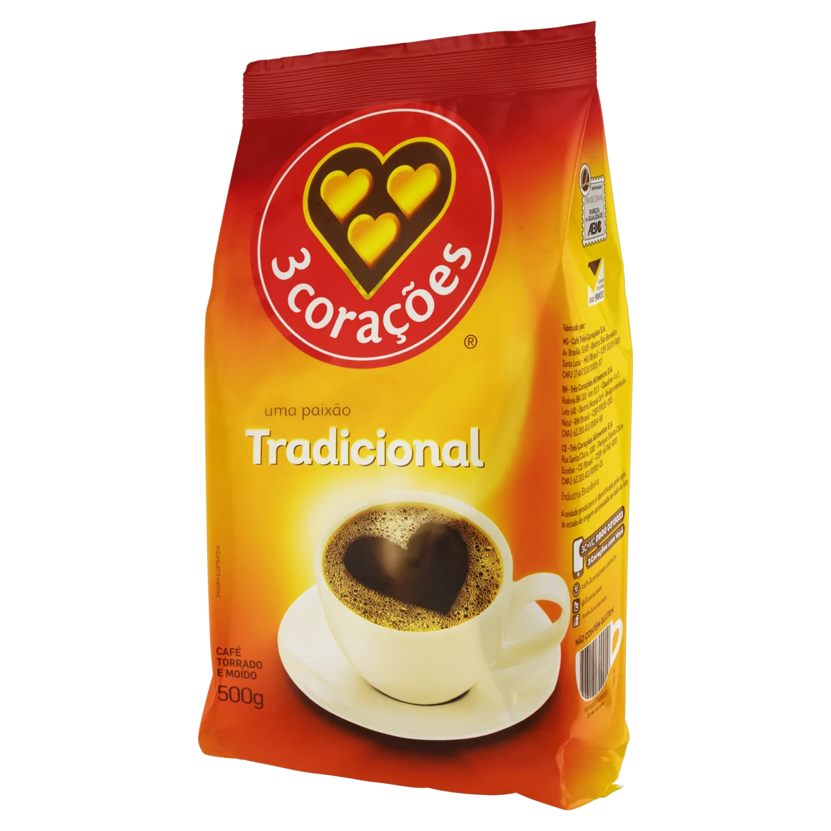 Café Torrado e Moído Tradicional 3 Corações Pacote 500g